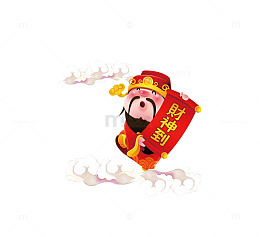 红色卡通财神形象免抠