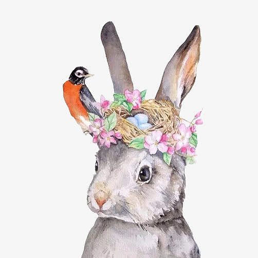 兔子戴花环素材图片