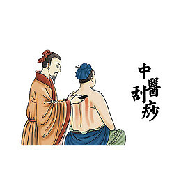 卡通刮痧的古人素材