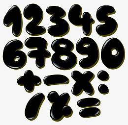 手绘黑色卡通数字