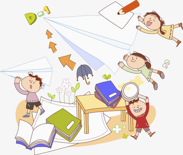 关键词 : 课本纸飞机,卡通人物,卡通手绘,装饰图案,水彩画,肖像画