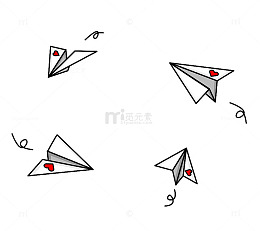 卡通手绘天空中的纸飞机