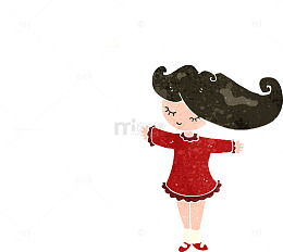 手绘人物闭眼的女孩插画