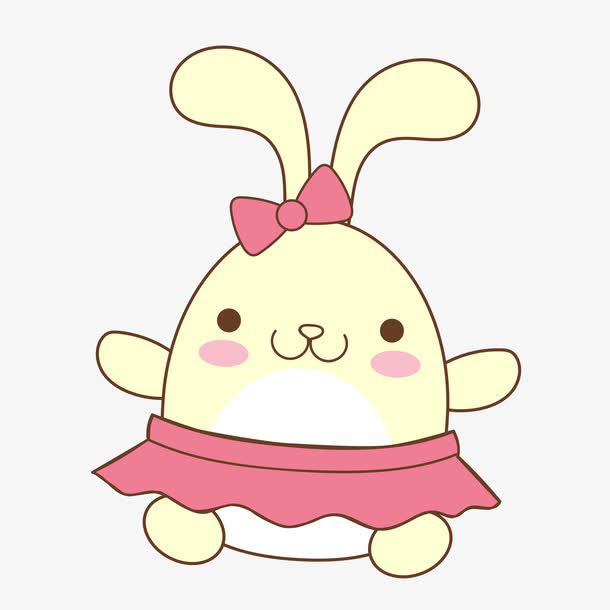 手绘矢量黄色可爱小兔子