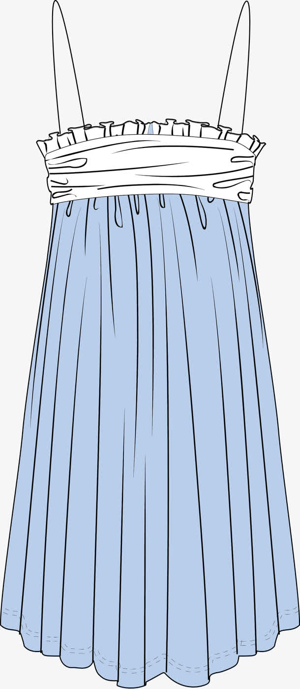 吊带长裙矢量素材图