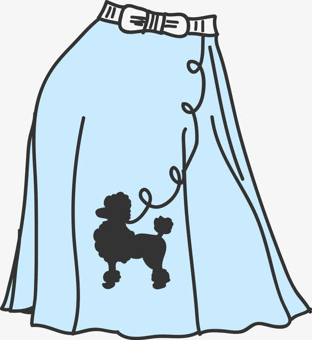 蓝色卡通裙子素材图