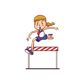 手绘卡通跨栏的女孩子装饰海报设