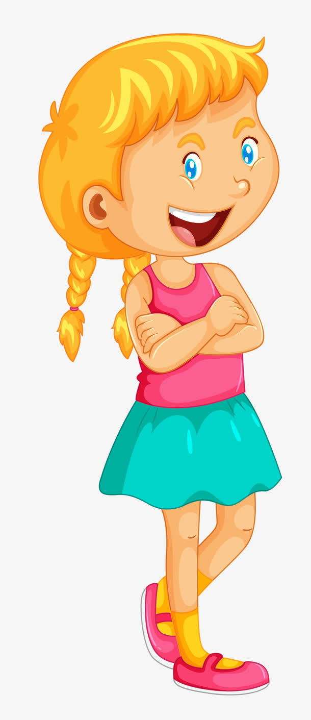 开心的卡通女孩子