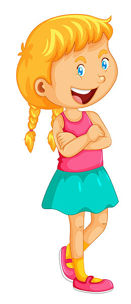 开心的卡通女孩子