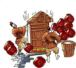 中国风大气手绘白酒插画