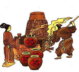 中国风彩色手绘白酒制作