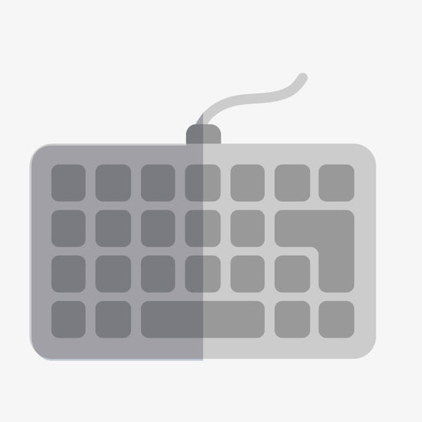 卡通灰色电脑键盘矢量图