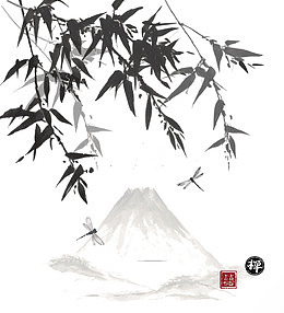 中国风水墨竹文化免抠