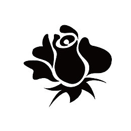 玫瑰花黑色矢量图