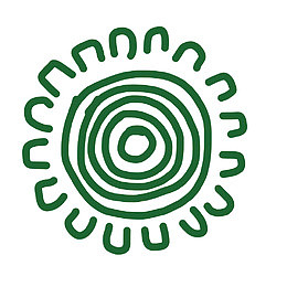 绿色线条绘画太阳花