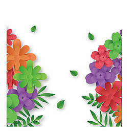 彩色漂亮卡通微立体花卉素材
