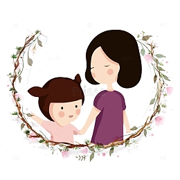 手绘花环装饰母亲节插画设计