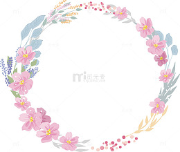 紫色水彩美丽花环