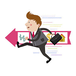 手绘人物赶时间免抠图