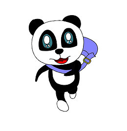 奔跑的卡通熊猫背包