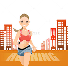 卡通手绘奔跑人物插画免抠