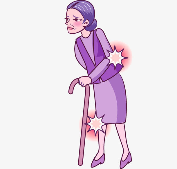 卡通拄拐的老人png