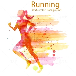 黄色炫彩装饰奔跑人物设计图