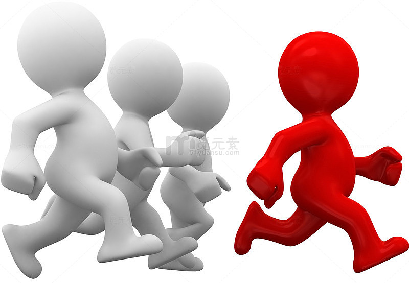 领头奔跑的小红人