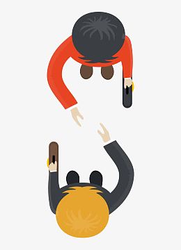 俯拍两人握手插图png卡通职业女性矢量素材,握手,png矢量手绘人物ai