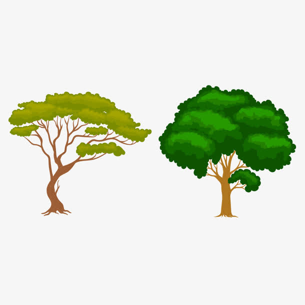 景观植物手绘水彩卡通树木素材