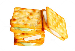俯拍牛轧糖苏打饼