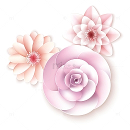 粉色立体纸雕花朵装饰纹理素材