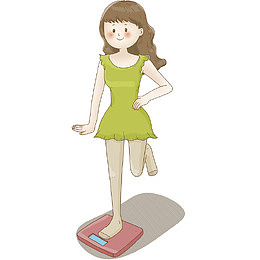 站在体重秤上的小女生