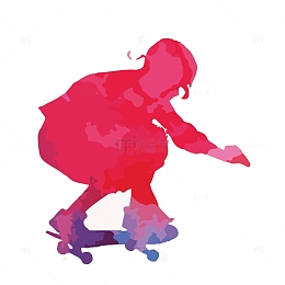 滑板车少年剪影矢量素材