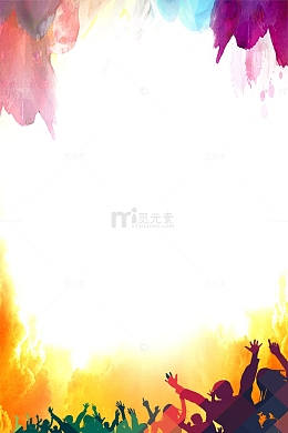 五四青年节炫彩剪影装饰边框