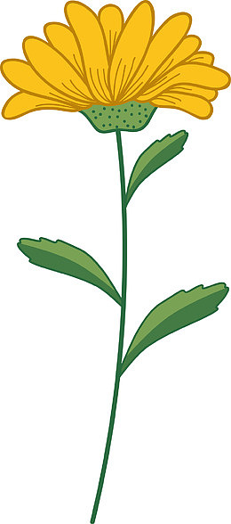 卡通金色花朵素材图