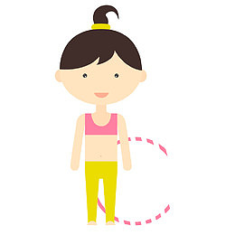 健身呼啦圈手绘运动女孩形象矢量