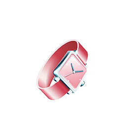 矢量手绘粉色手表