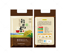棕色稻花香袋装米免扣设计素材