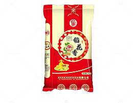 红色稻花香袋装米产品设计