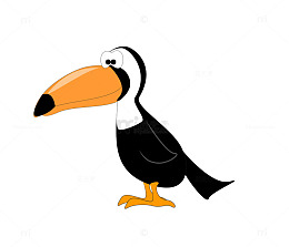 黑白色卡通啄木鸟简图