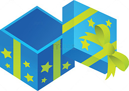 打开的蓝色礼盒图