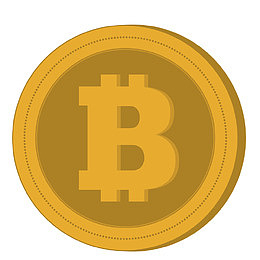 手绘金色比特币矢量素材