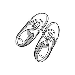 学生小白鞋素描画