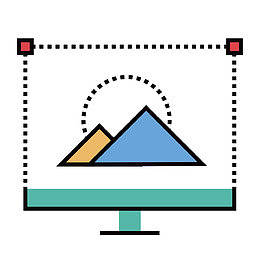 彩色手绘虚线山峰元素