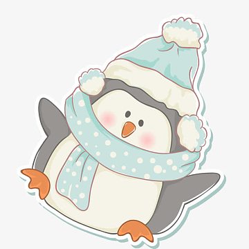 卡通戴着帽子围巾的企鹅