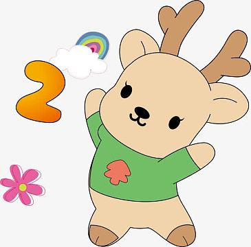 卡通动物小鹿插画矢量素材