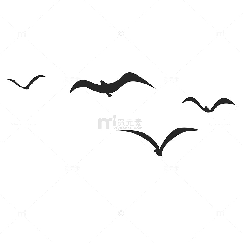 黑色水墨海鸥飞翔