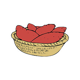 卡通手绘一篮子红薯插画免抠
