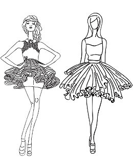 时装美女模特简笔画